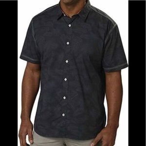 NWT Cypress Club Mens Shirt Button Up Short Sleeve Gray Floral/Leaf Size Large